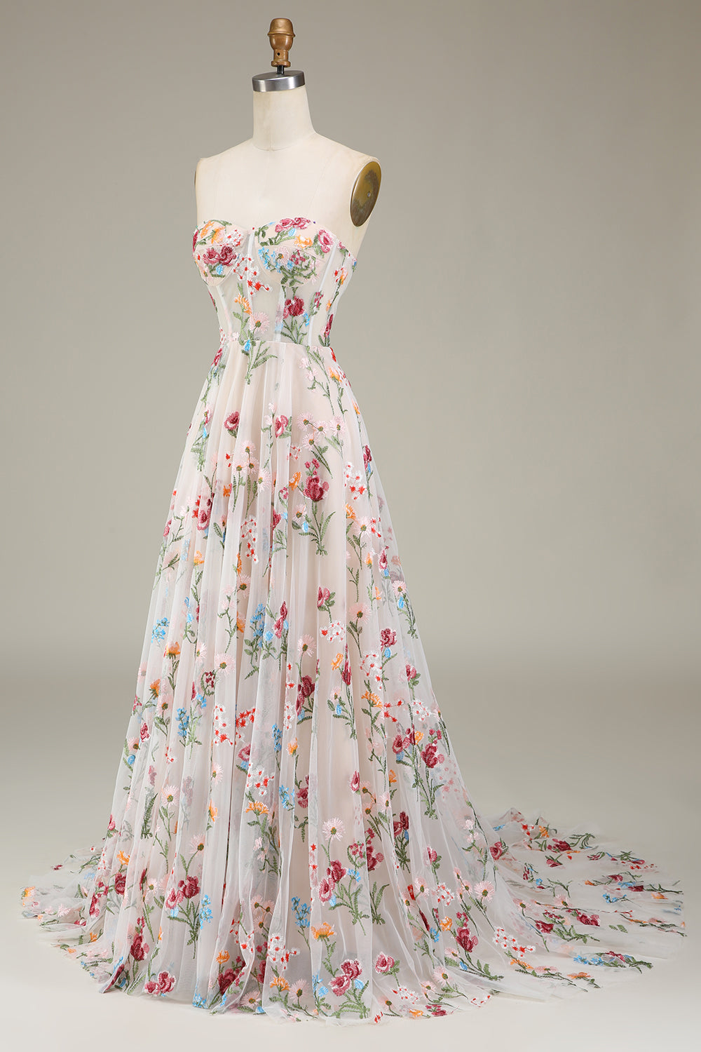 A-Linie Herzausschnitt Langes Korsett Ballkleid mit Blume