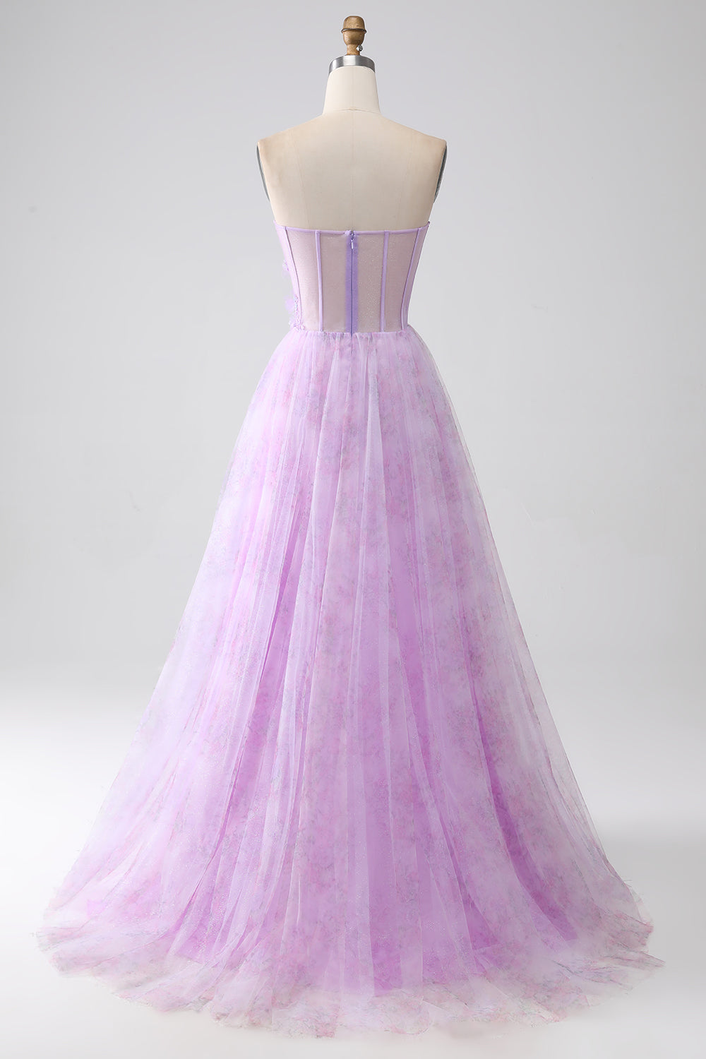 Lila trägerloses Korsett Ballkleid mit Perlen