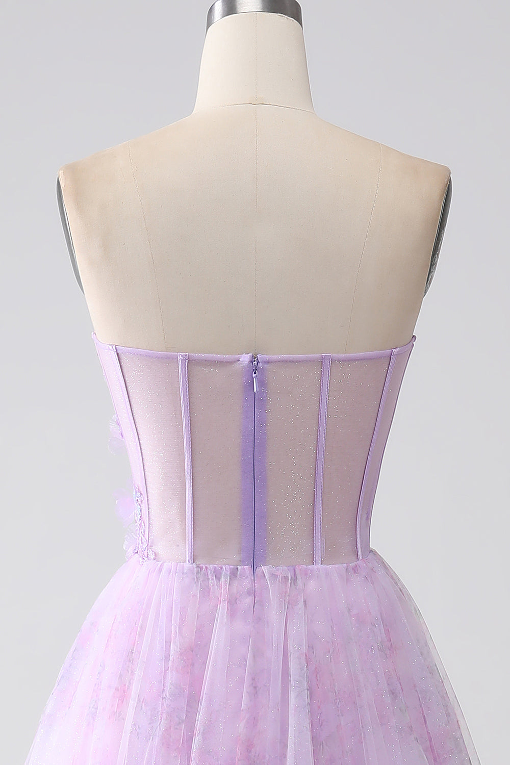 Lila trägerloses Korsett Ballkleid mit Perlen