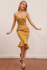 Schwarz und Weiß Polka Dots Mermaid Sommerkleid