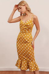 Schwarz und Weiß Polka Dots Mermaid Sommerkleid