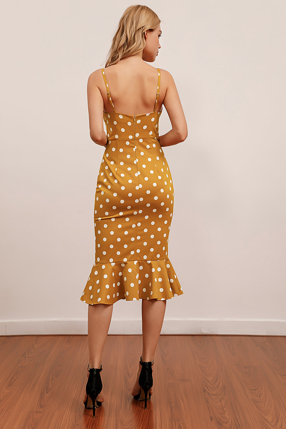 Schwarz und Weiß Polka Dots Mermaid Sommerkleid