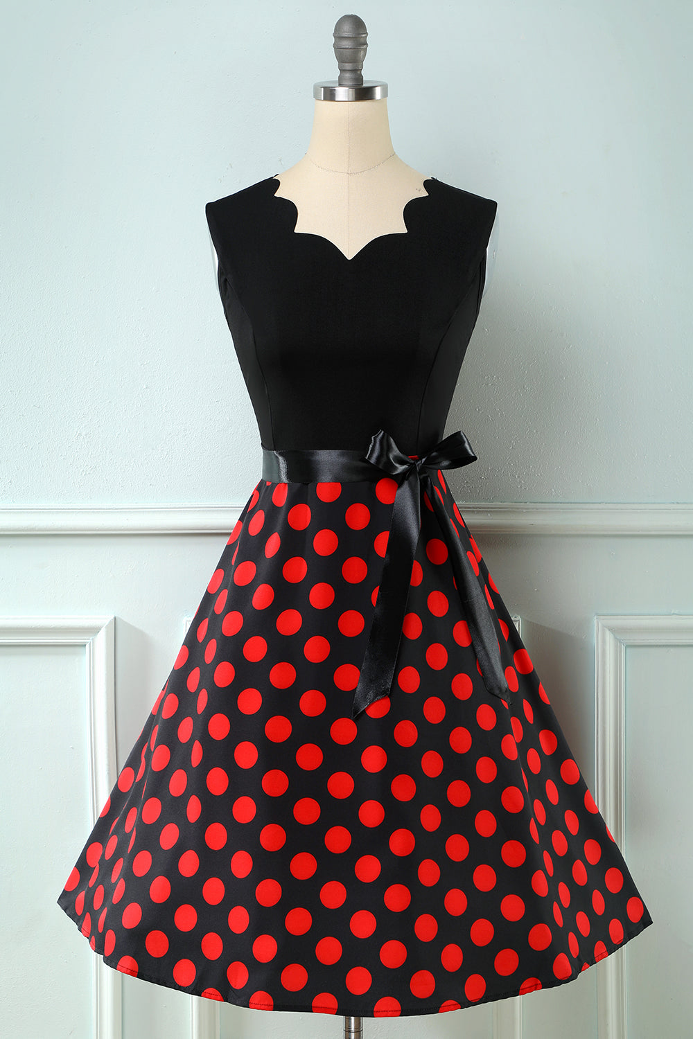 Rote Punkte Vintage 1950er Jahre Kleid