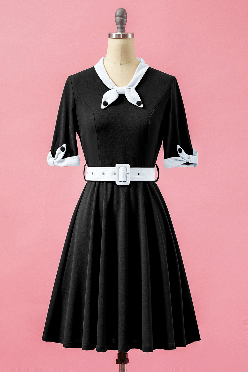 Grün Patchwork V-Ausschnitt Swing Partykleid
