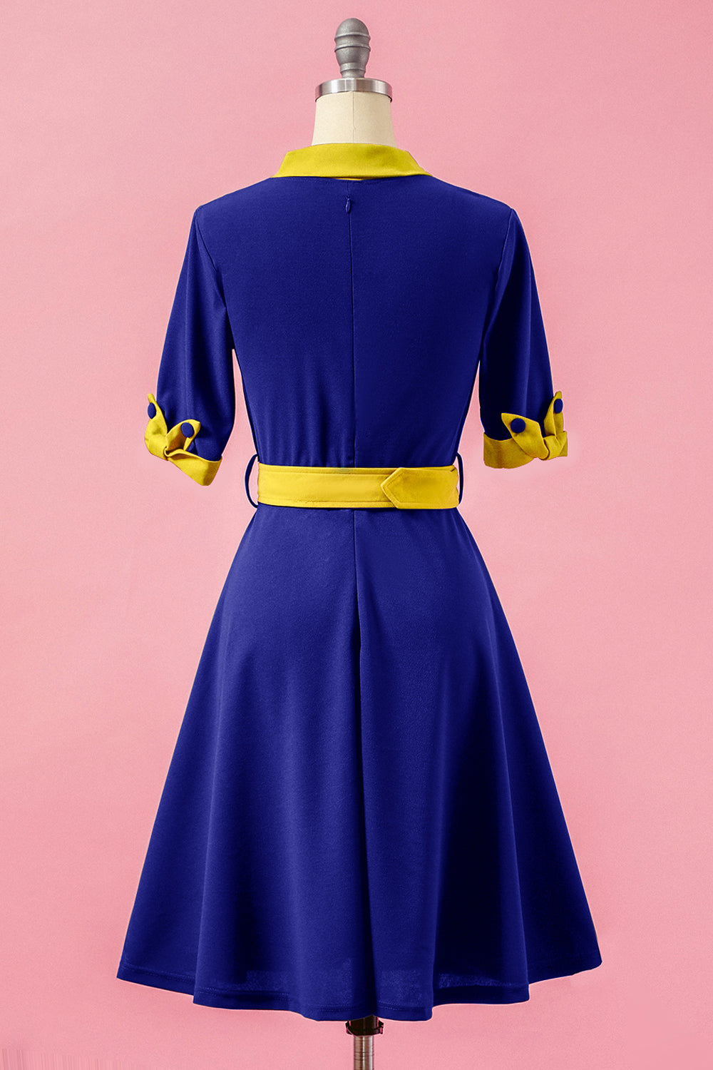 Grün Patchwork V-Ausschnitt Swing Partykleid