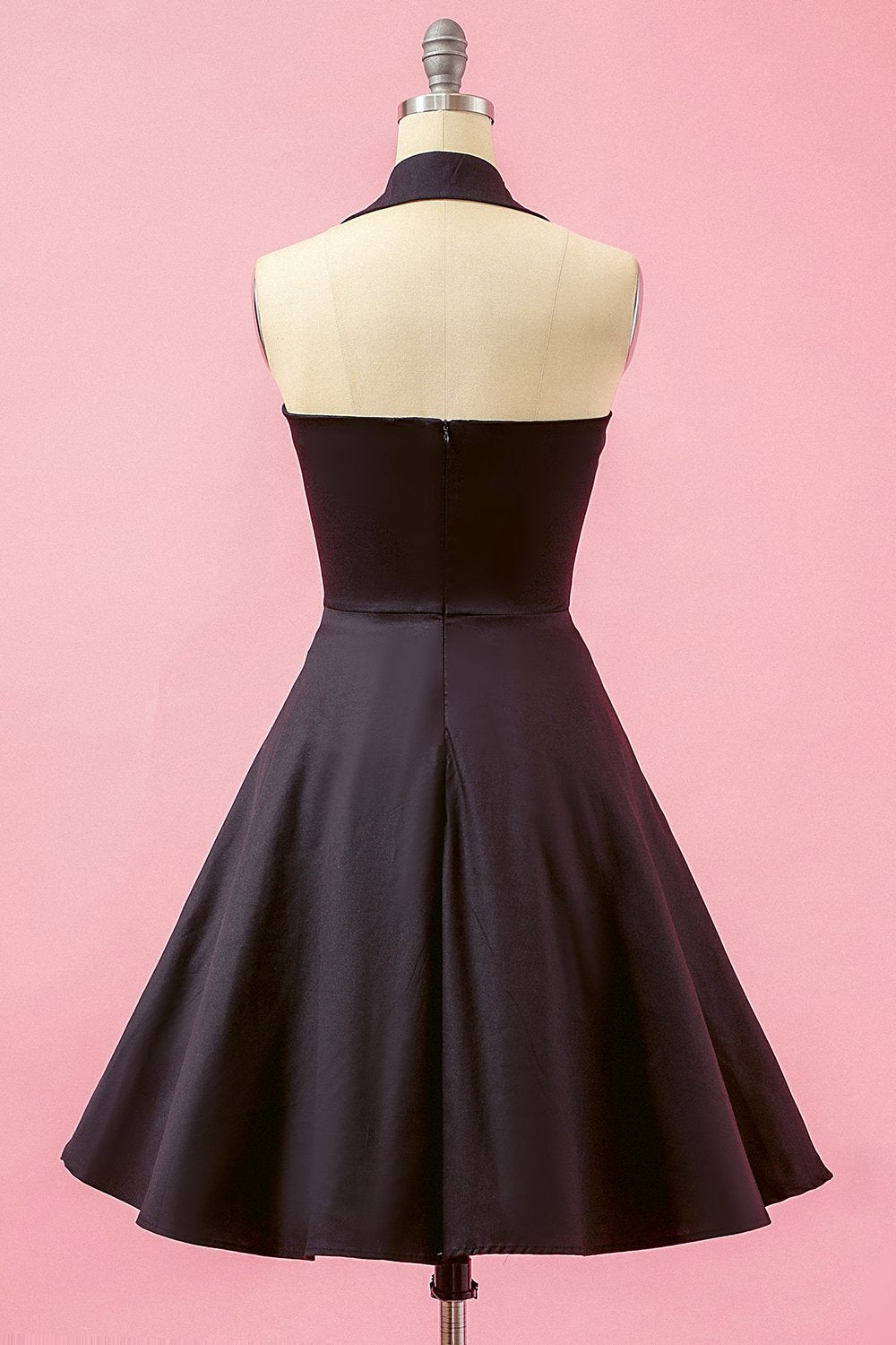 Schwarz Patchwork V Ausschnitt Swing Partykleid