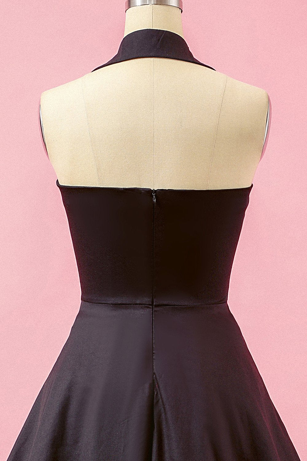 Schwarz Patchwork V Ausschnitt Swing Partykleid