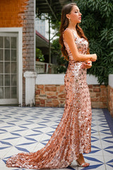 Champagner Pailletten Ballkleid