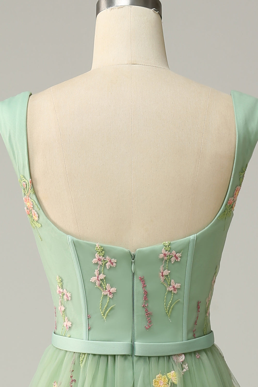 A Linie Herzausschnitt Grünes langes Ballkleid mit Stickerei