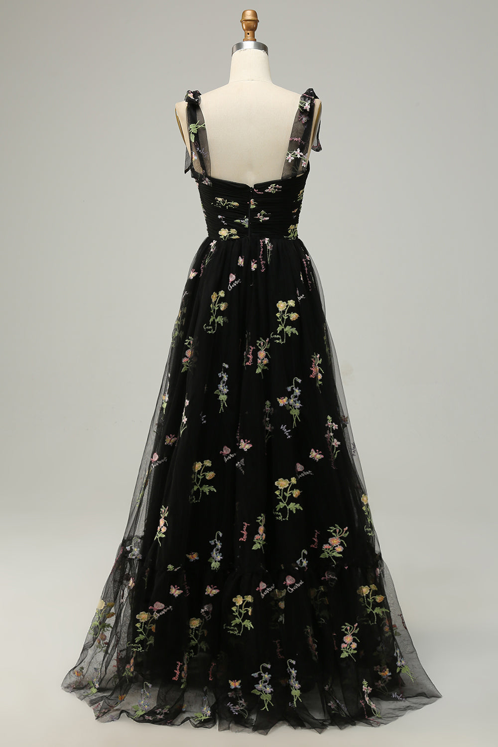 A Linie Spaghetti Träger Champagner Ballkleid mit Applikationen