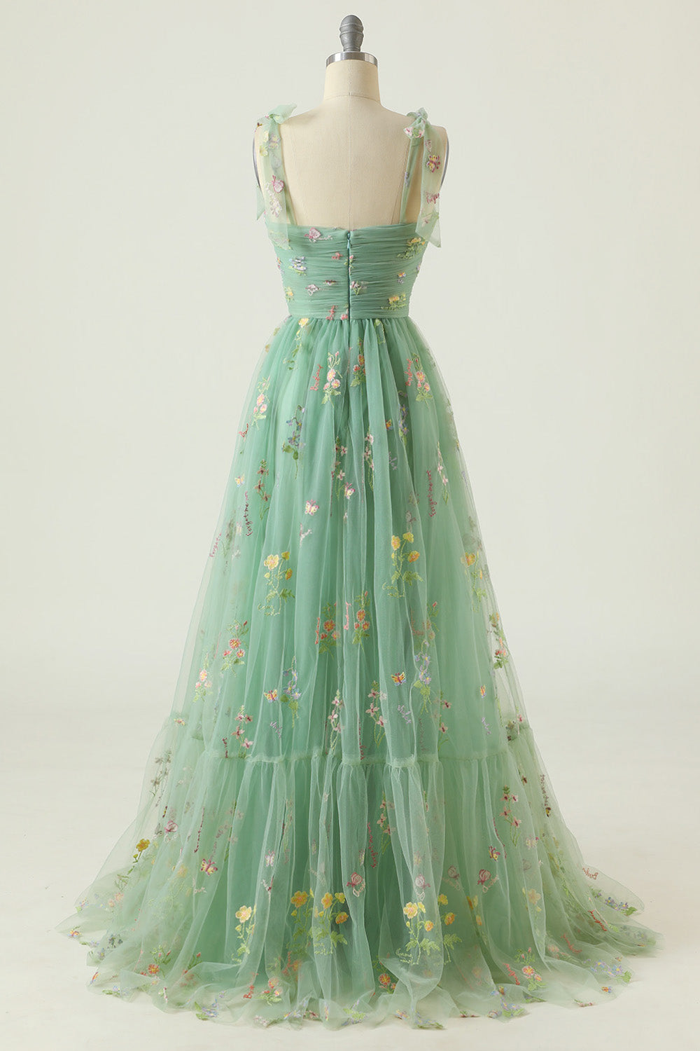 A Linie Spaghetti Träger Champagner Ballkleid mit Applikationen
