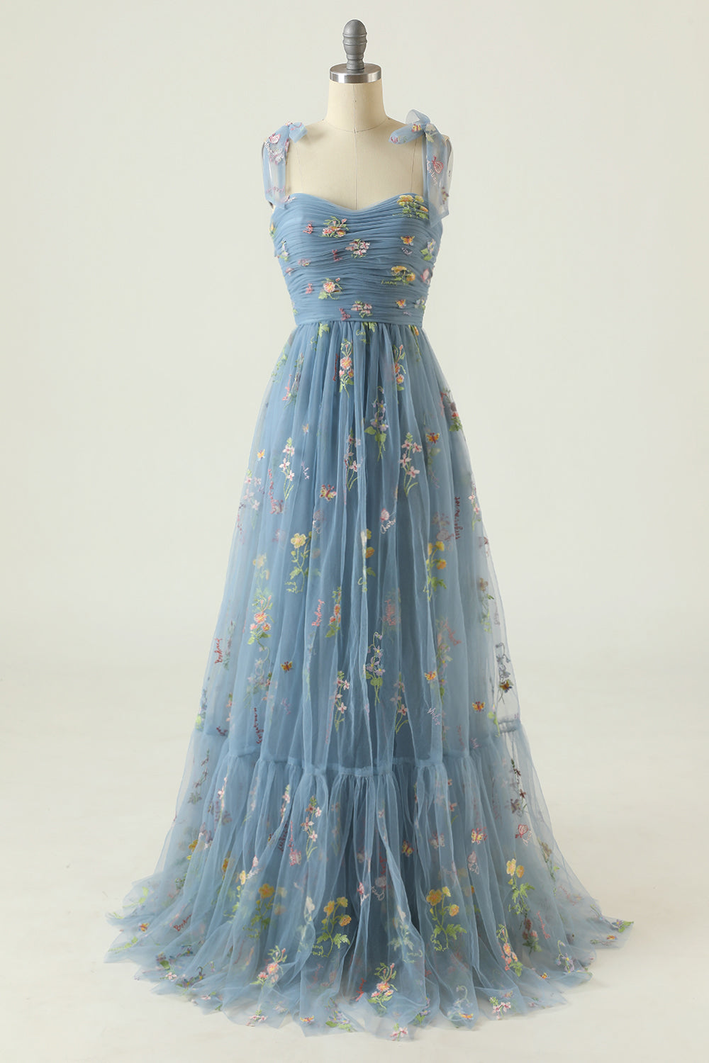 A Linie Spaghetti Träger Champagner Ballkleid mit Applikationen