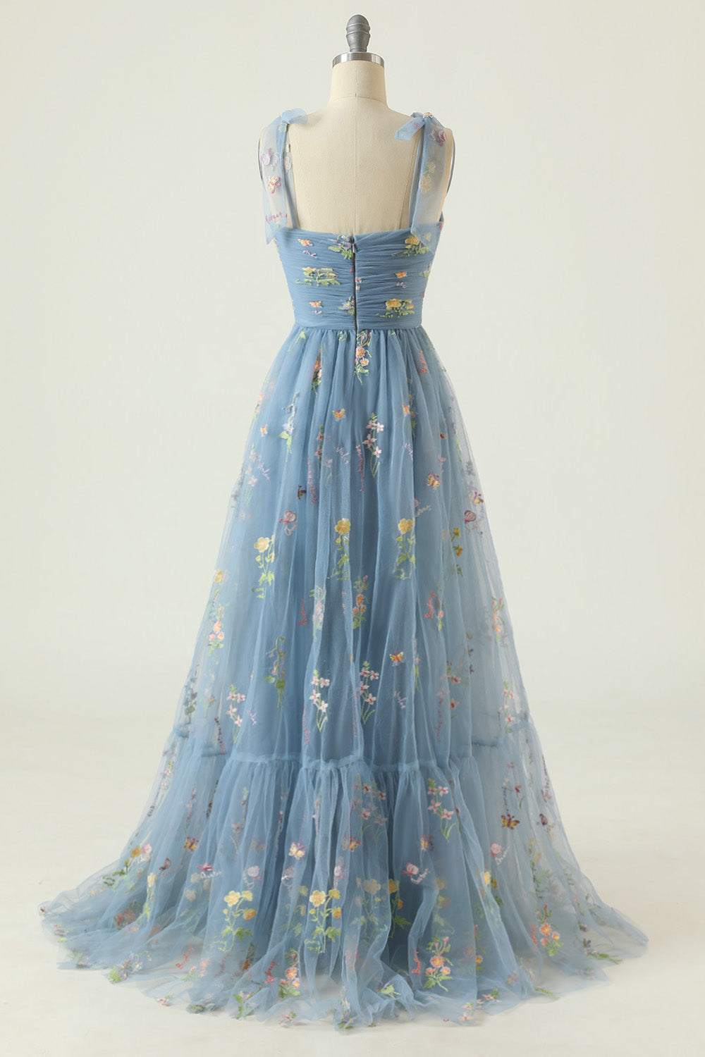 A Linie Spaghetti Träger Champagner Ballkleid mit Applikationen