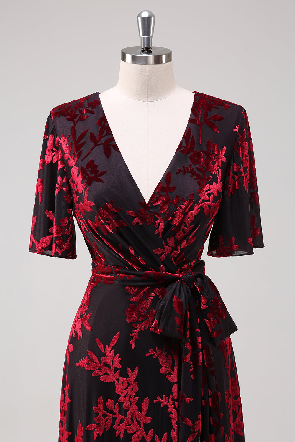 Blaues Samt Langes A-Linie Ballkleid