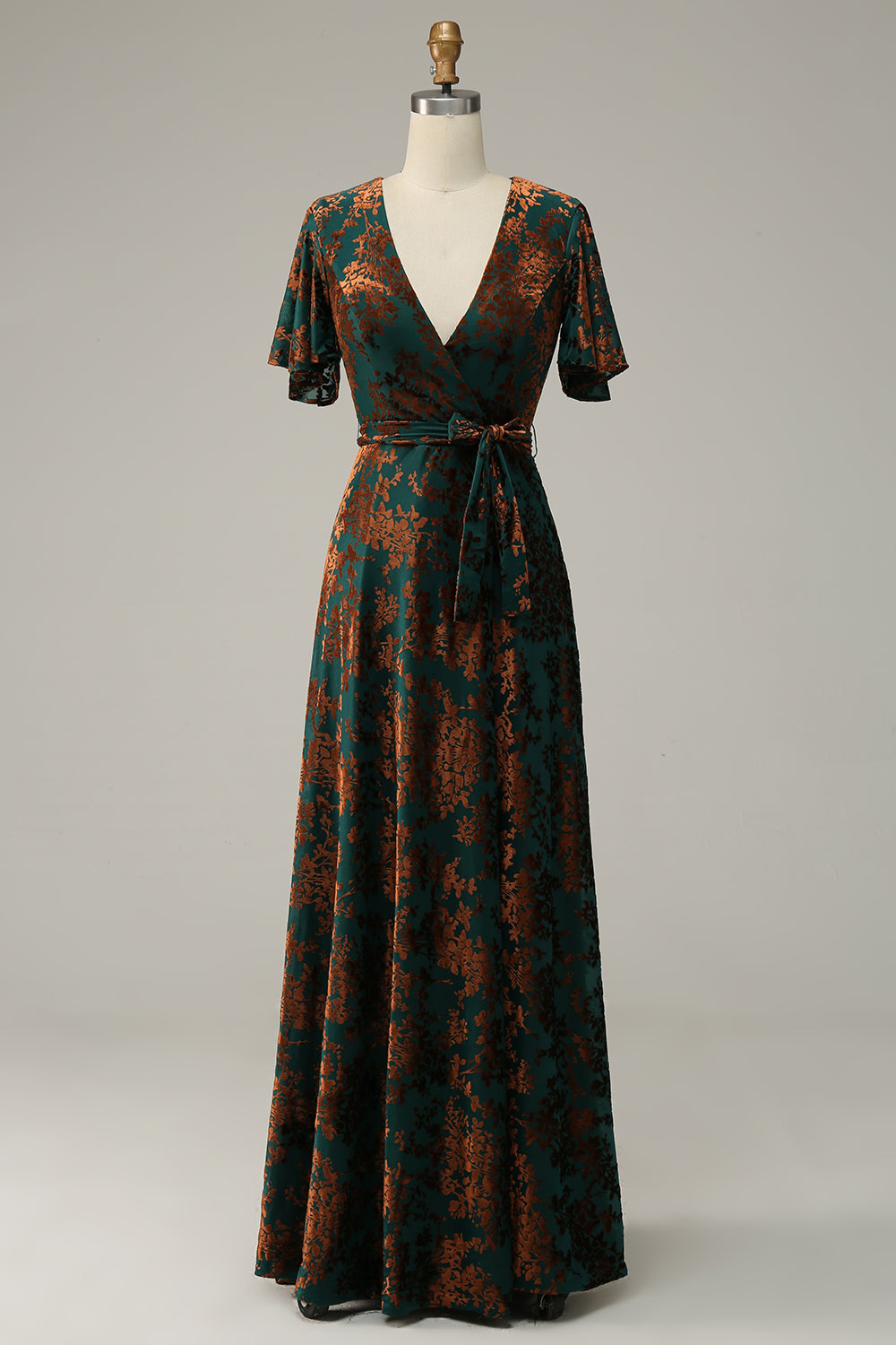 Blaues Samt Langes A-Linie Ballkleid