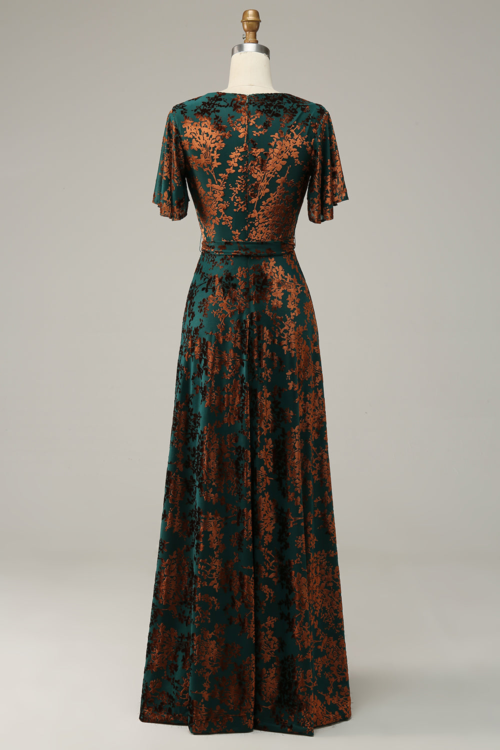 Blaues Samt Langes A-Linie Ballkleid