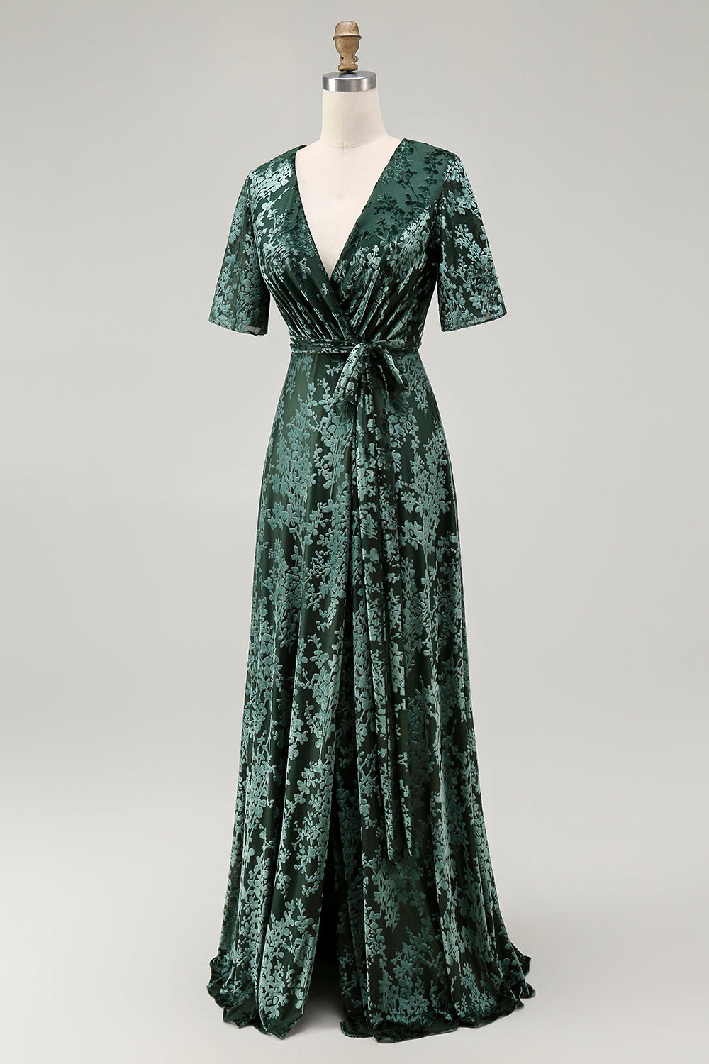 Blaues Samt Langes A-Linie Ballkleid