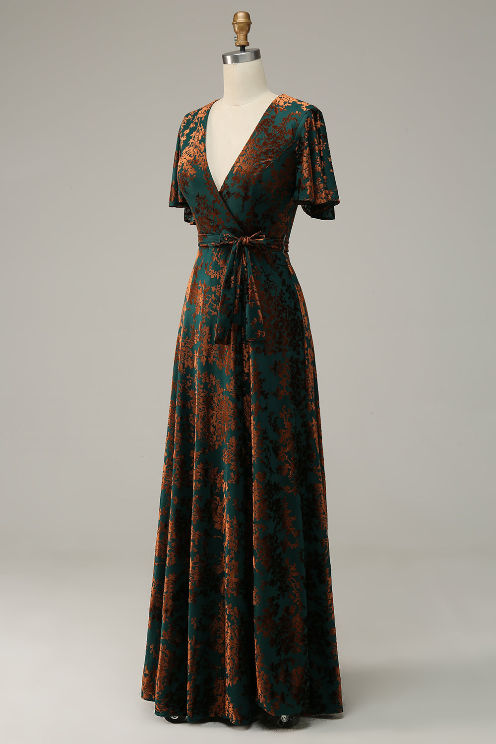 Blaues Samt Langes A-Linie Ballkleid
