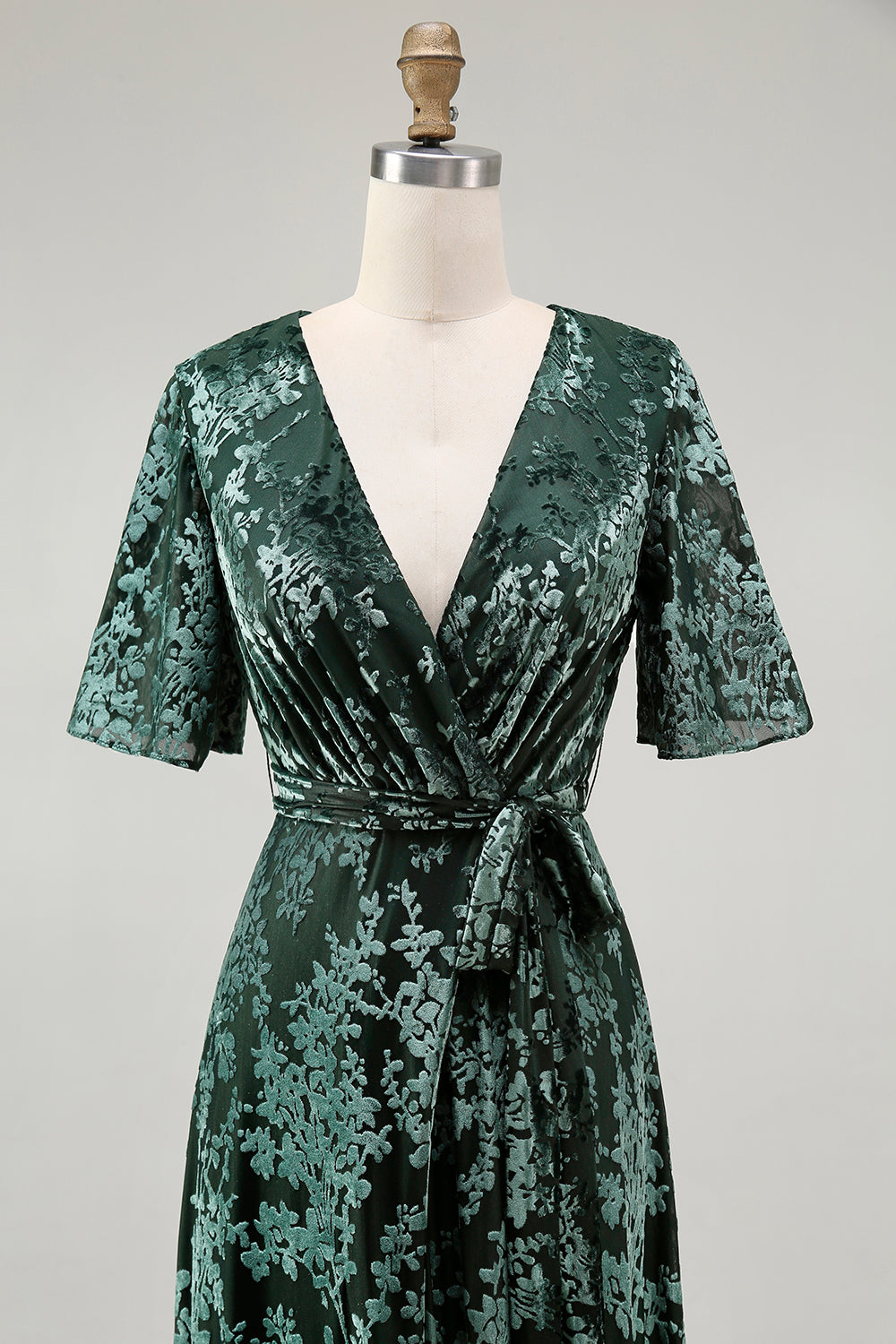 Blaues Samt Langes A-Linie Ballkleid