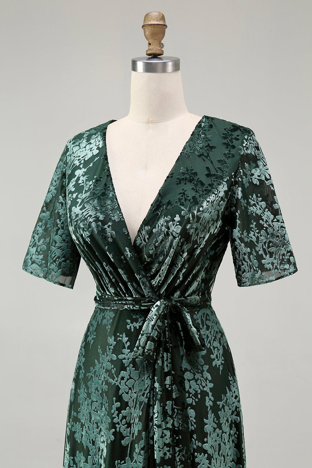Blaues Samt Langes A-Linie Ballkleid