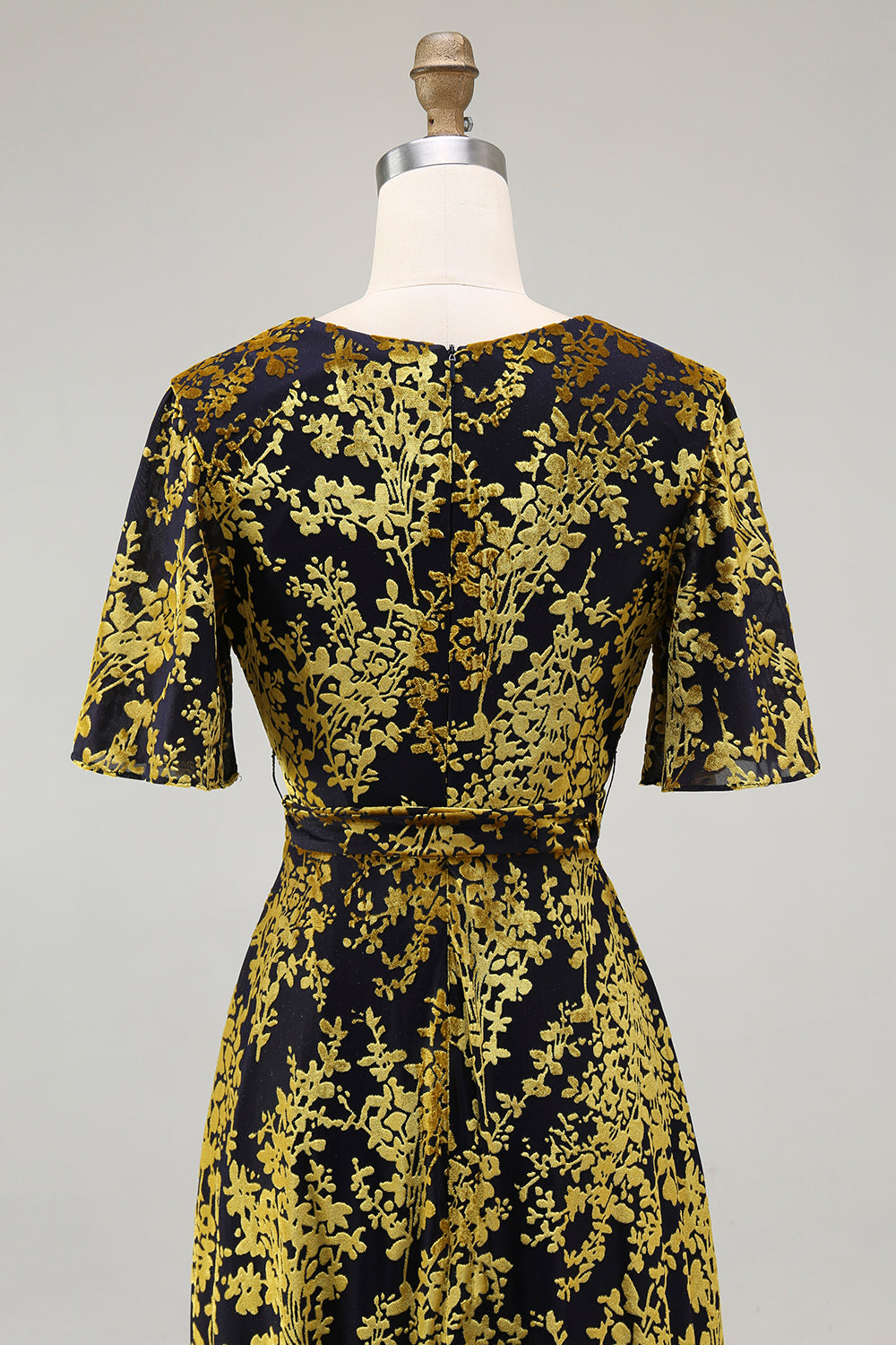 Goldviolett Samt Langes A-Linie Ballkleid