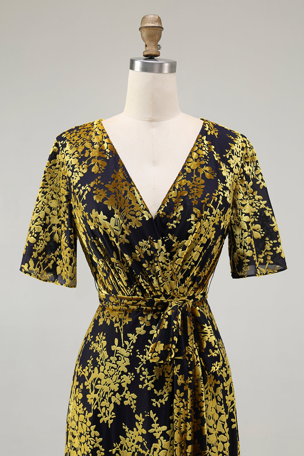Goldviolett Samt Langes A-Linie Ballkleid