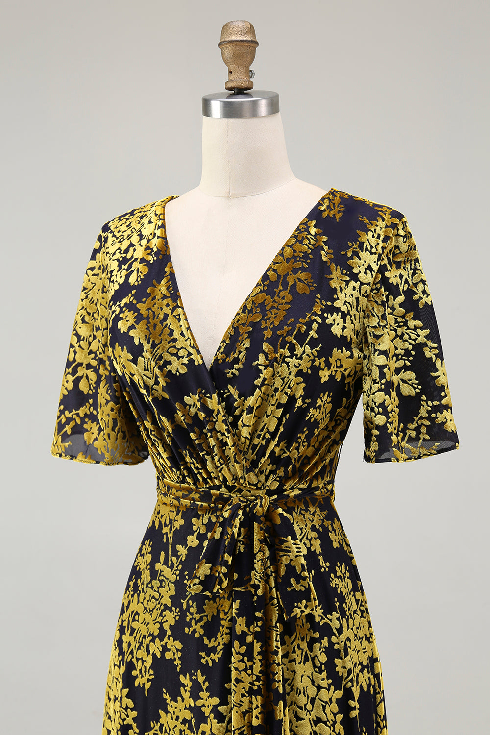 Goldviolett Samt Langes A-Linie Ballkleid