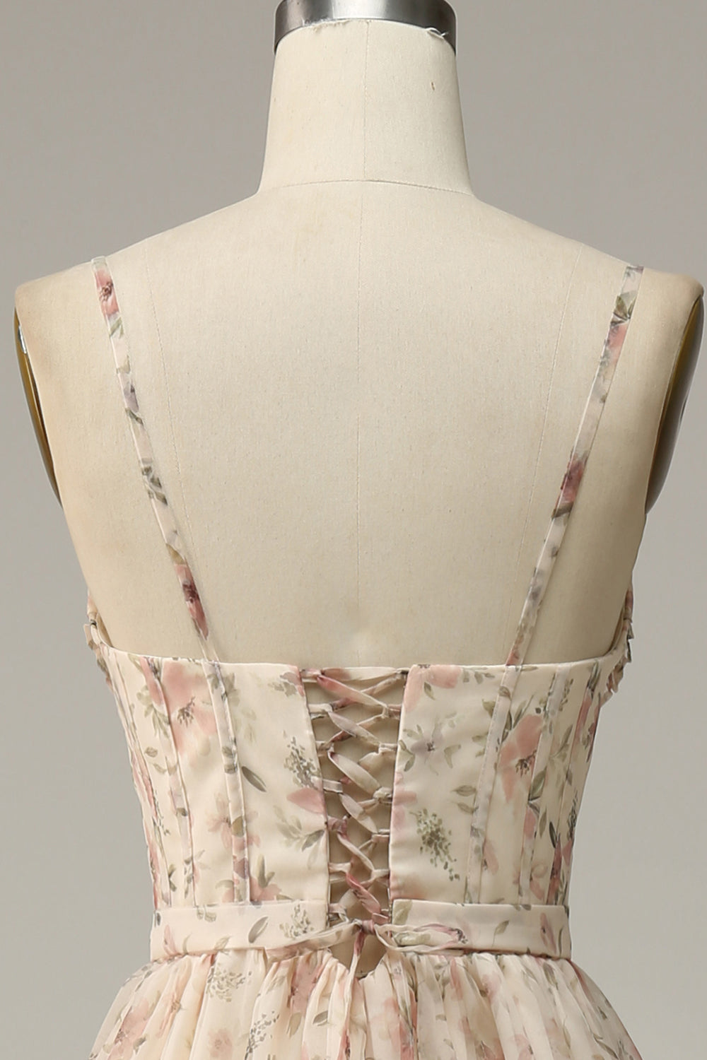 Aprikose A-Linie Drucken Ballkleid mit Schlitz