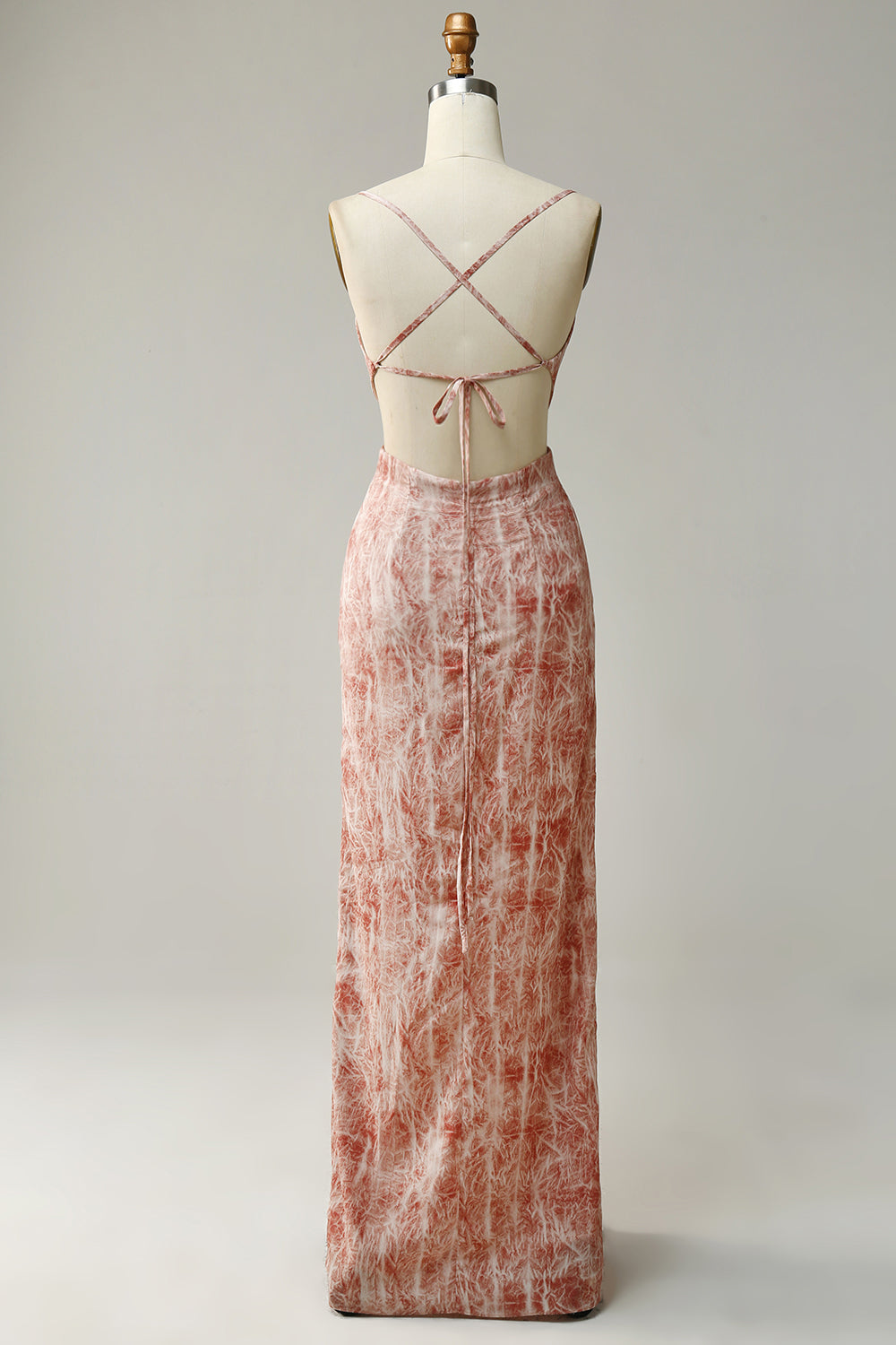 Etui Spaghettiträger Blush Langes Brautjungfernkleid mit Schlitz