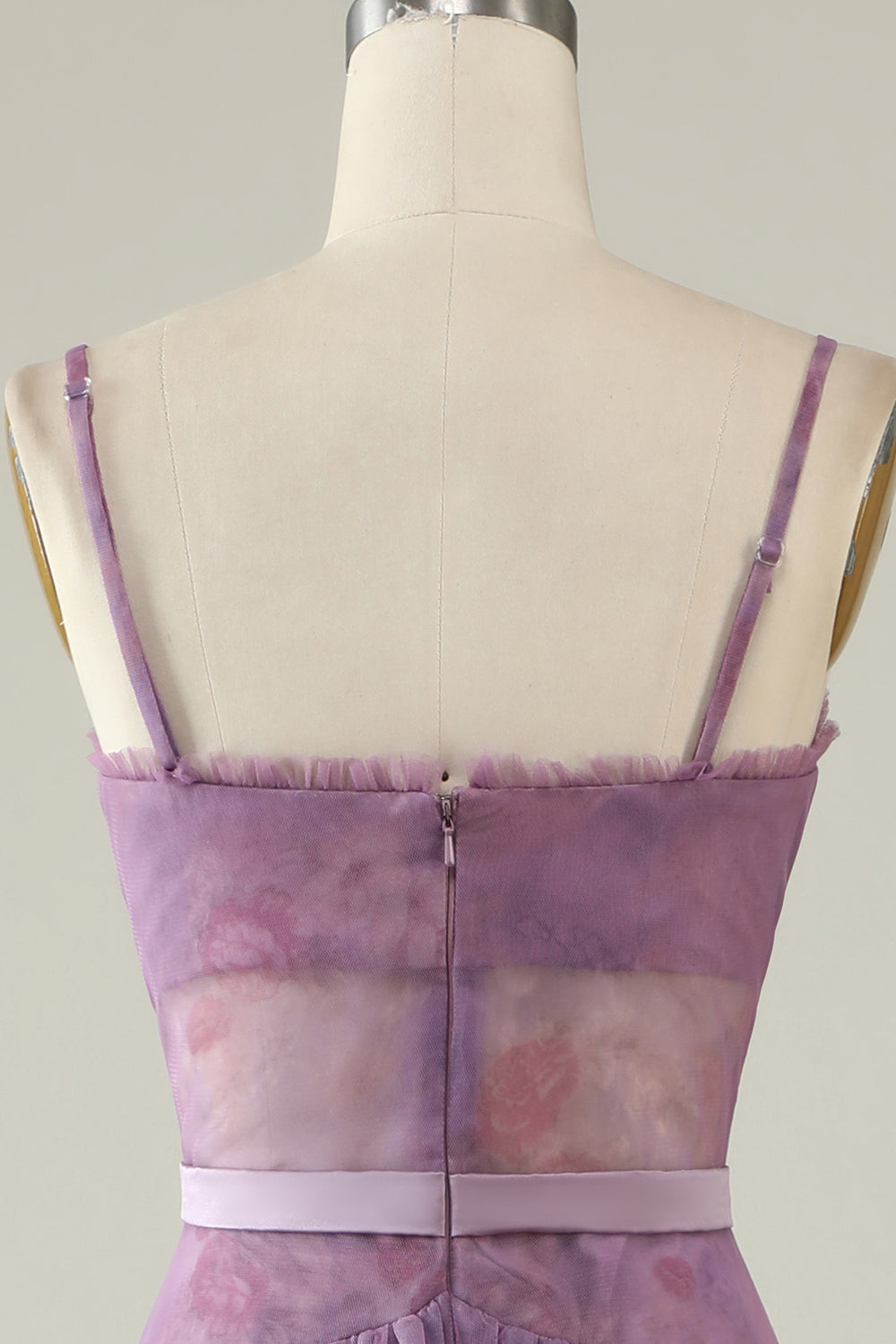 Lila bedrucktes A-Linie Korsett Ballkleid