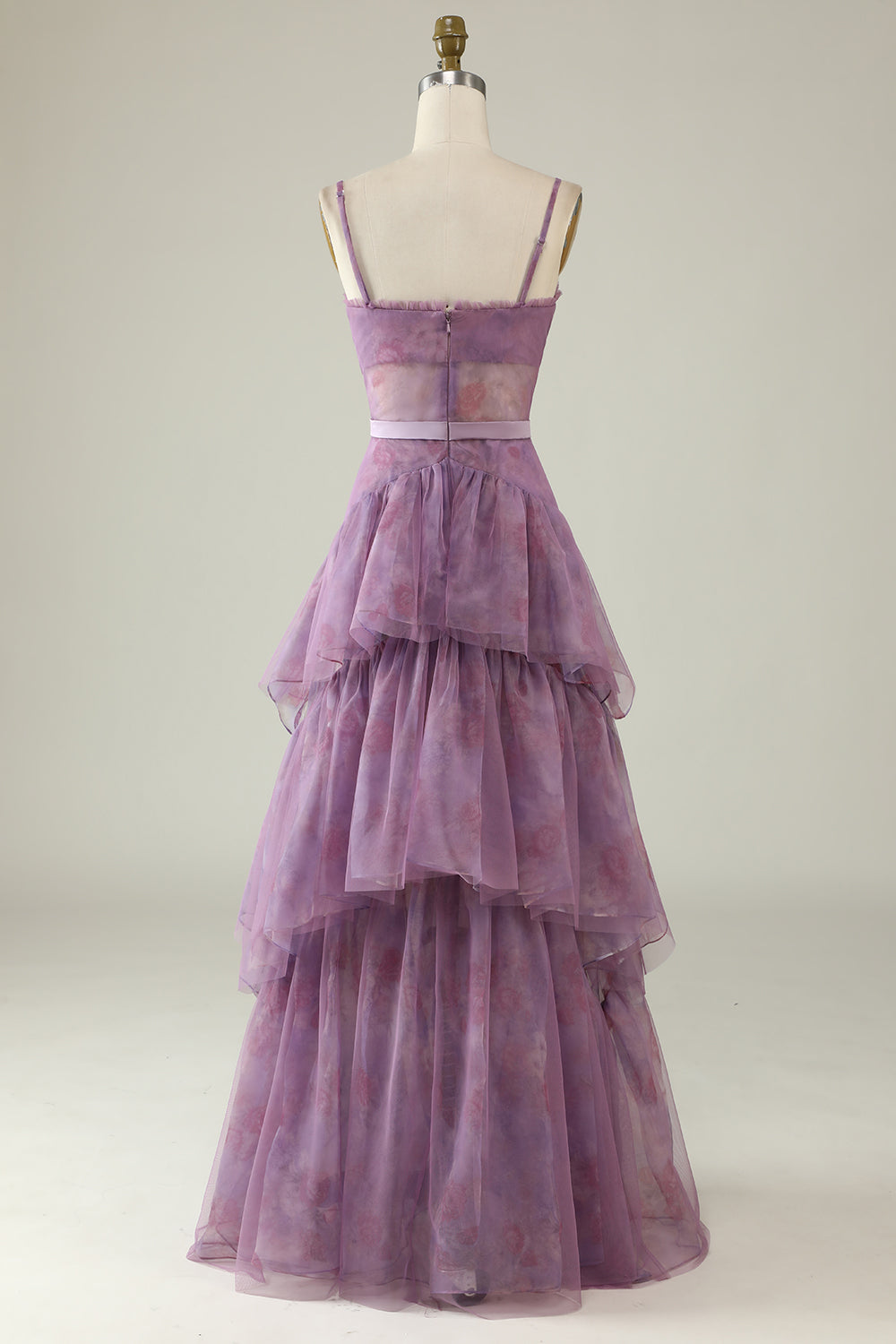 Lila bedrucktes A-Linie Korsett Ballkleid