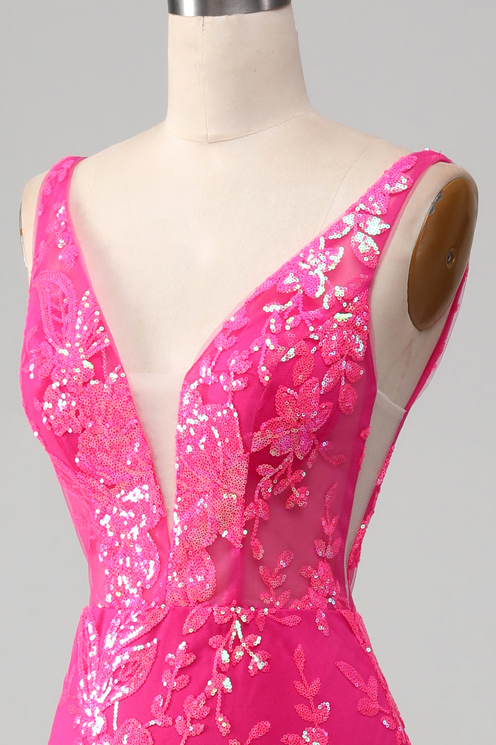 Fuchsia Meerjungfrauen Ballkleid mit Pailletten