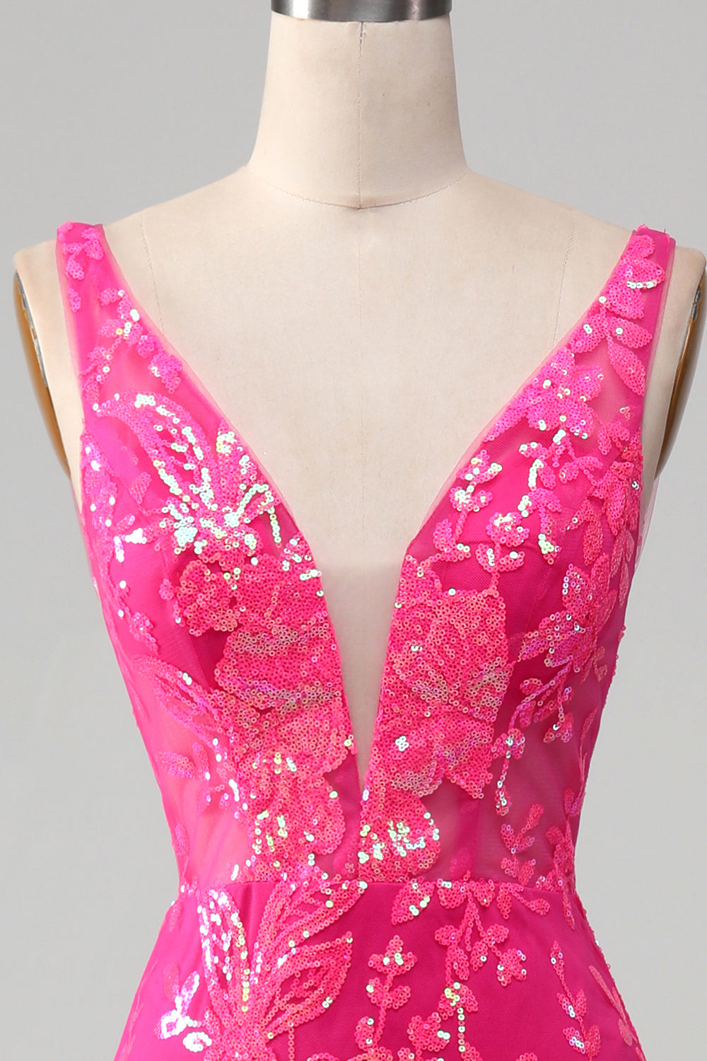 Fuchsia Meerjungfrauen Ballkleid mit Pailletten