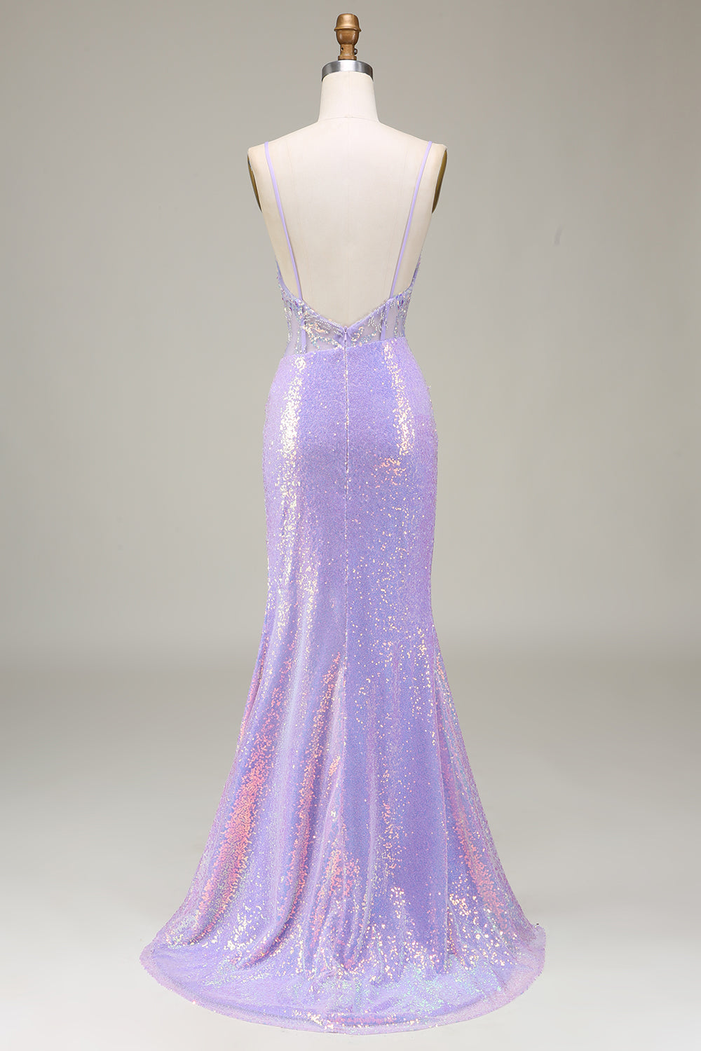 Funkelnd Mermaid Helles Lila Korsett Ballkleid mit Schlitz