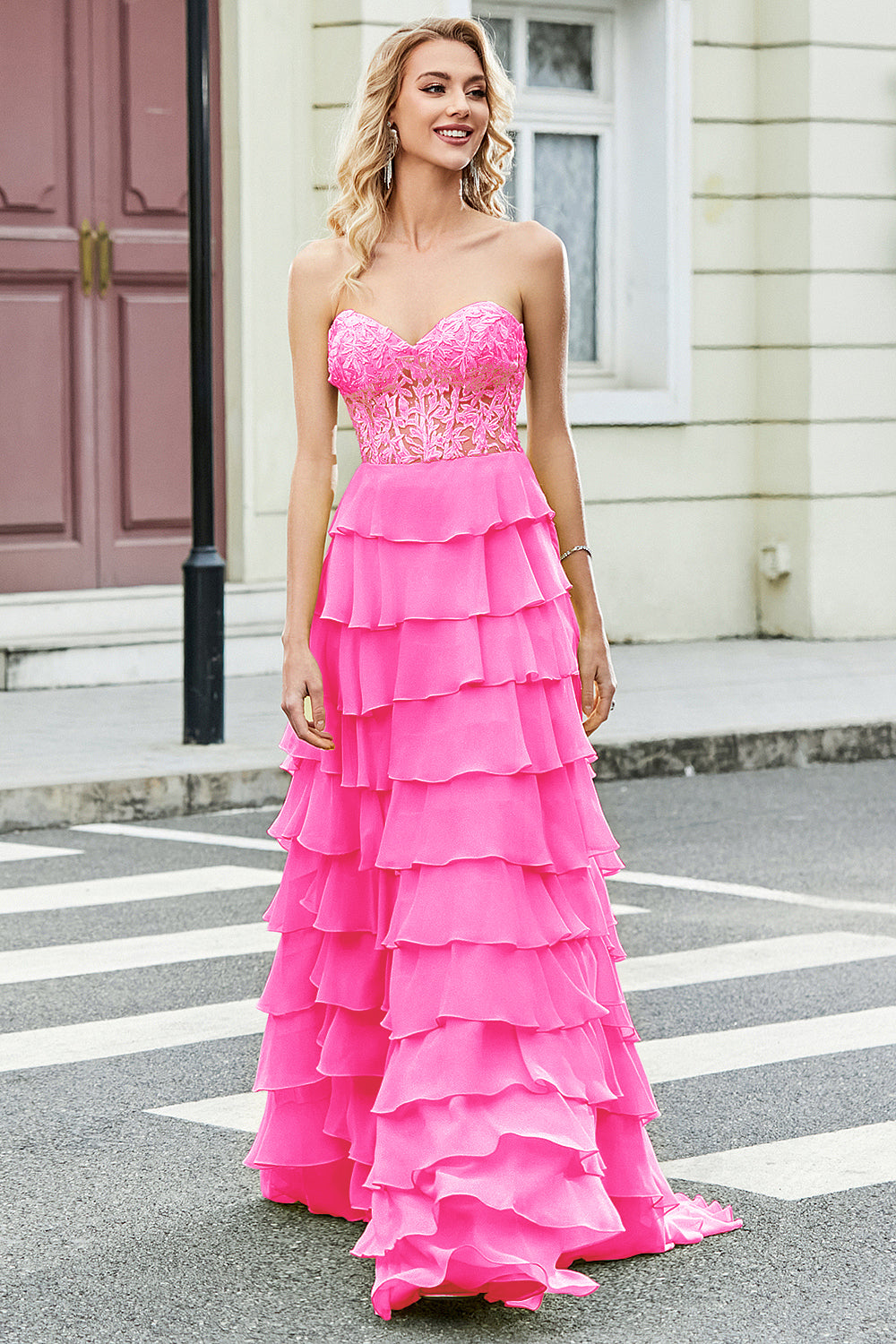 A-Linie Herzausschnitt Gelbes Korsett Ballkleid mit Applikationen und Rüschen