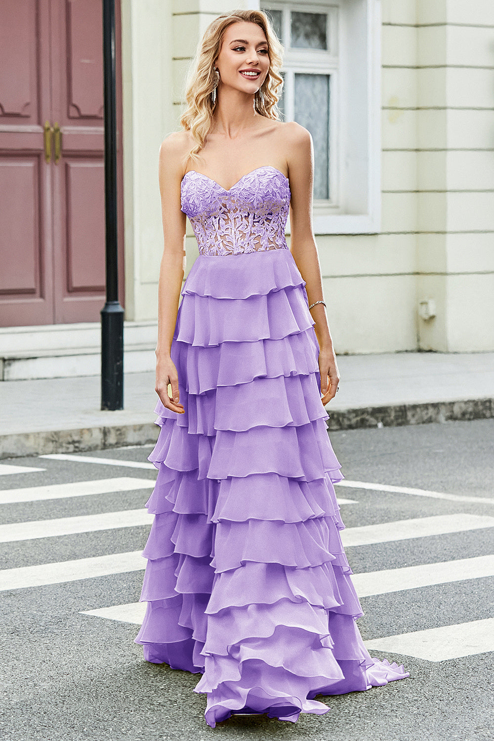 A-Linie Herzausschnitt Gelbes Korsett Ballkleid mit Applikationen und Rüschen