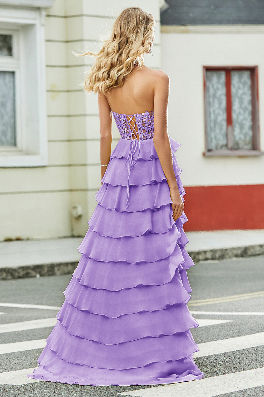A-Linie Herzausschnitt Gelbes Korsett Ballkleid mit Applikationen und Rüschen