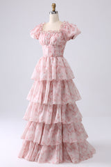 Blush gestuftes Ballkleid aus Organza mit Korsett