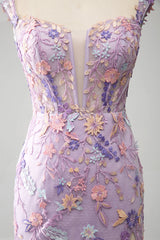 Mauve Schulterfreies Langes besticktes Meerjungfrauen Ballkleid mit Schlitz