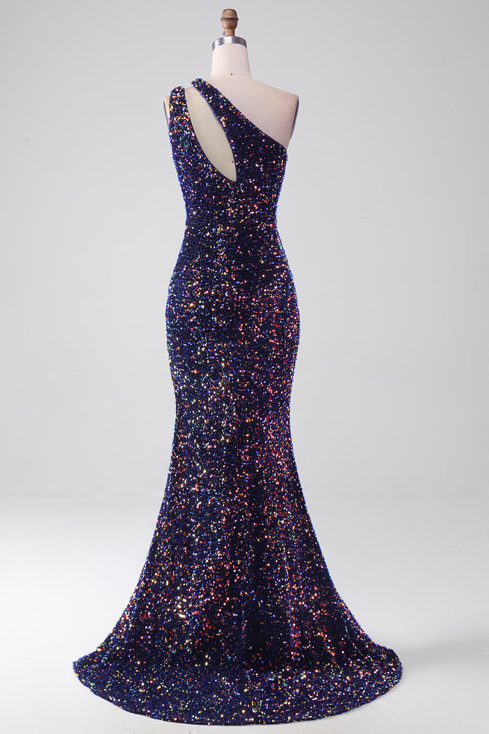 Schwarzes Meerjungfrauen Abendkleid mit Pailletten und Schlitz
