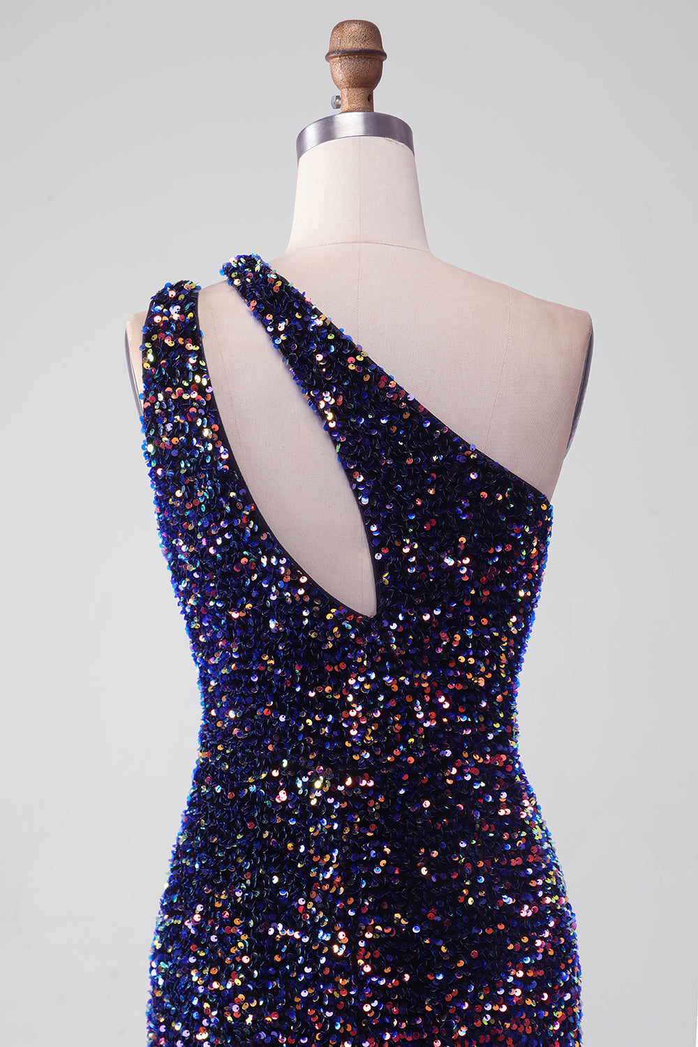 Schwarzes Meerjungfrauen Abendkleid mit Pailletten und Schlitz