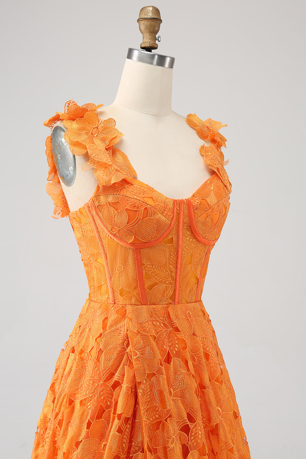 A-Linie Orange langes Ballkleid aus floraler
