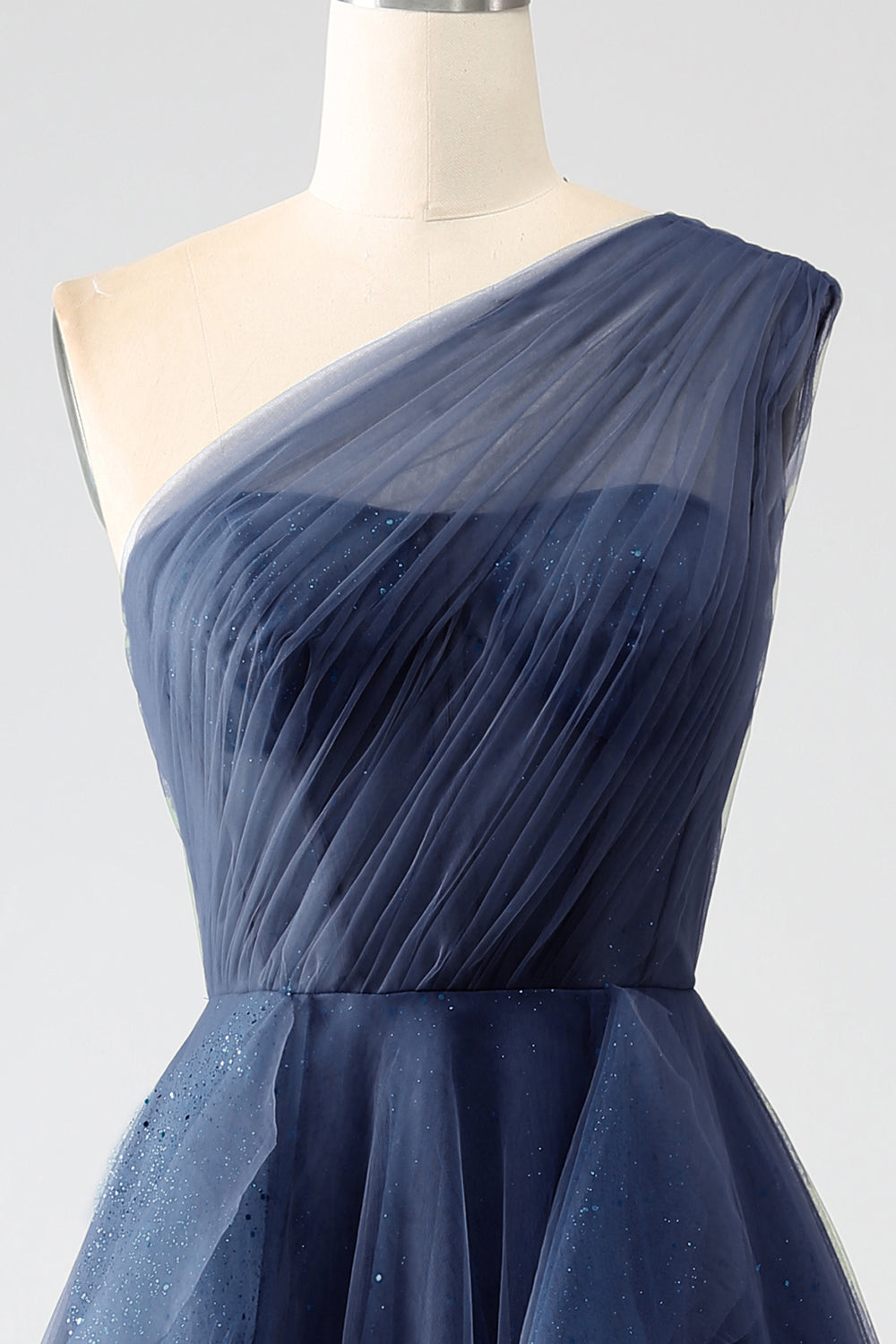 A-Linie Eine Schulter Tüll Ballkleid Dunkelgrünes