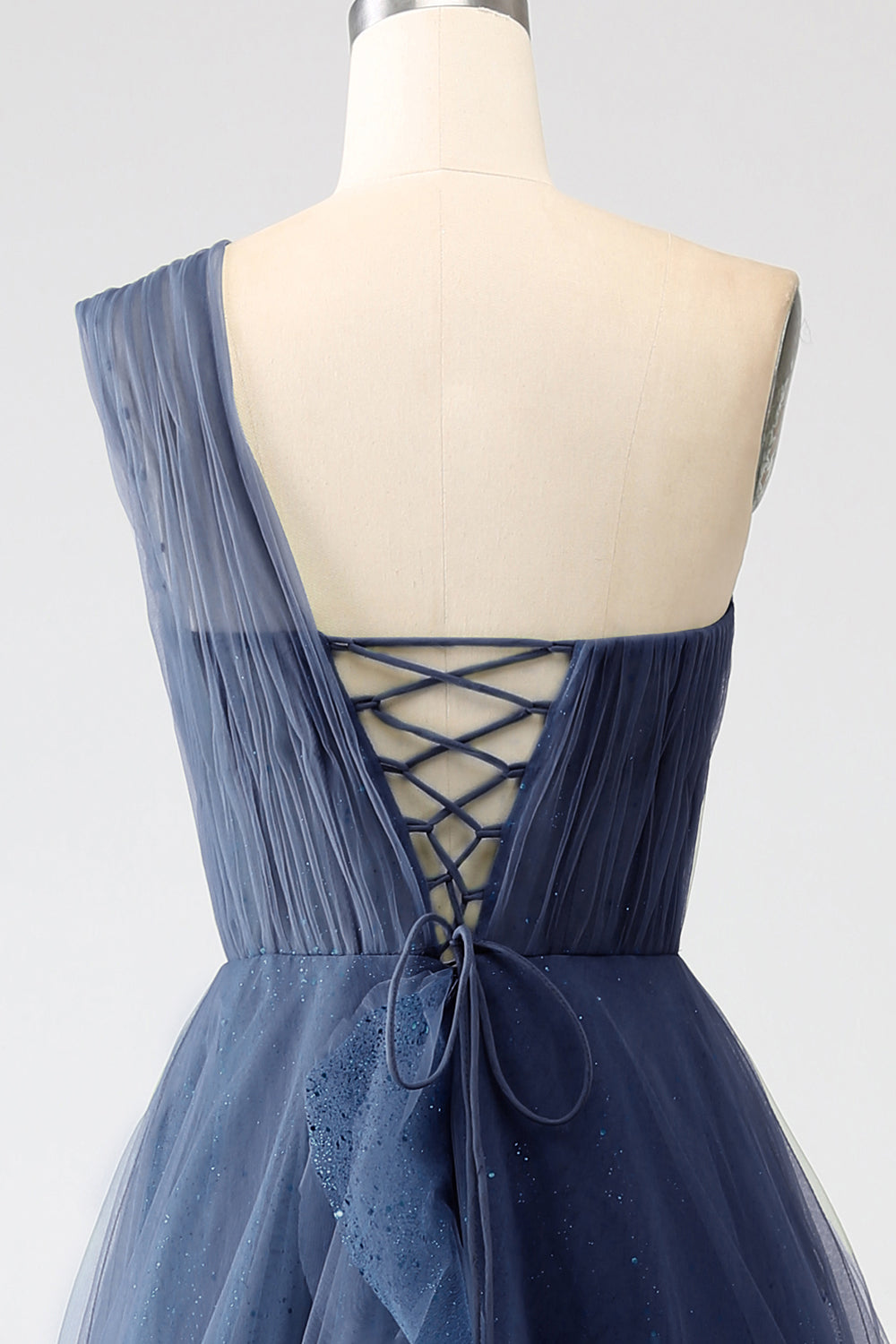 A-Linie Eine Schulter Tüll Ballkleid Dunkelgrünes