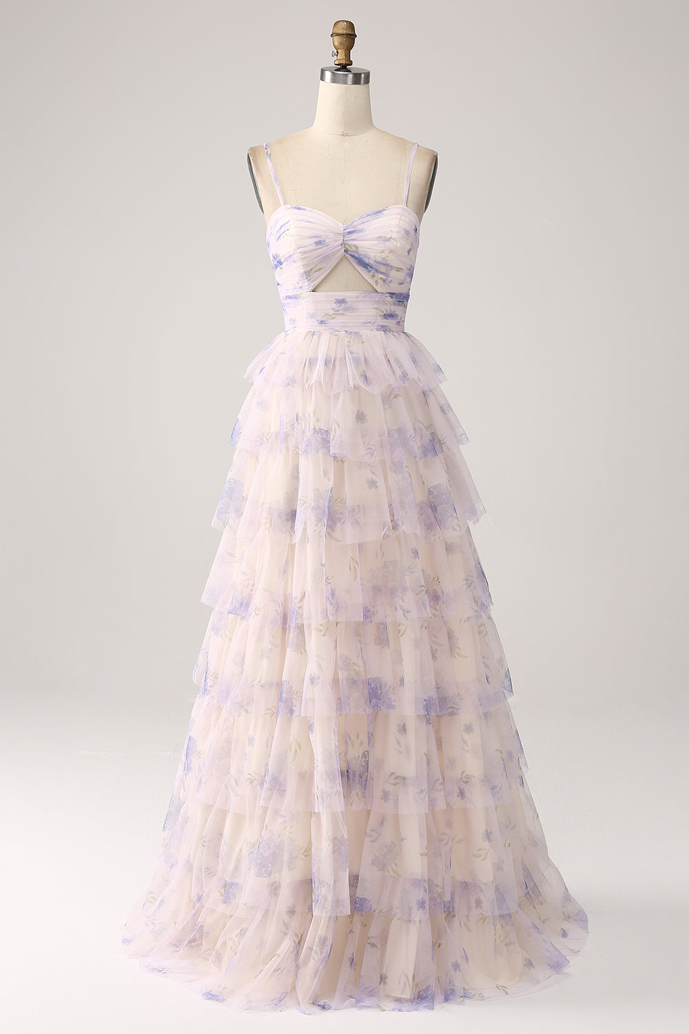 Lavendel blumen gestuftes Prinzessinnen Ballkleid mit Plissee
