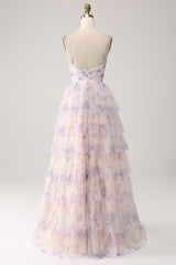 Lavendel blumen gestuftes Prinzessinnen Ballkleid mit Plissee