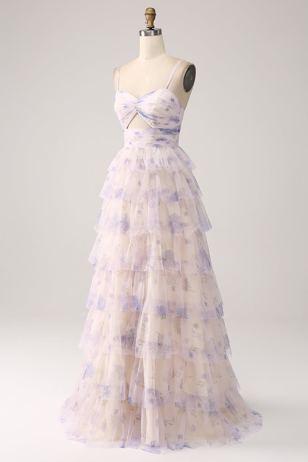 Lavendel blumen gestuftes Prinzessinnen Ballkleid mit Plissee