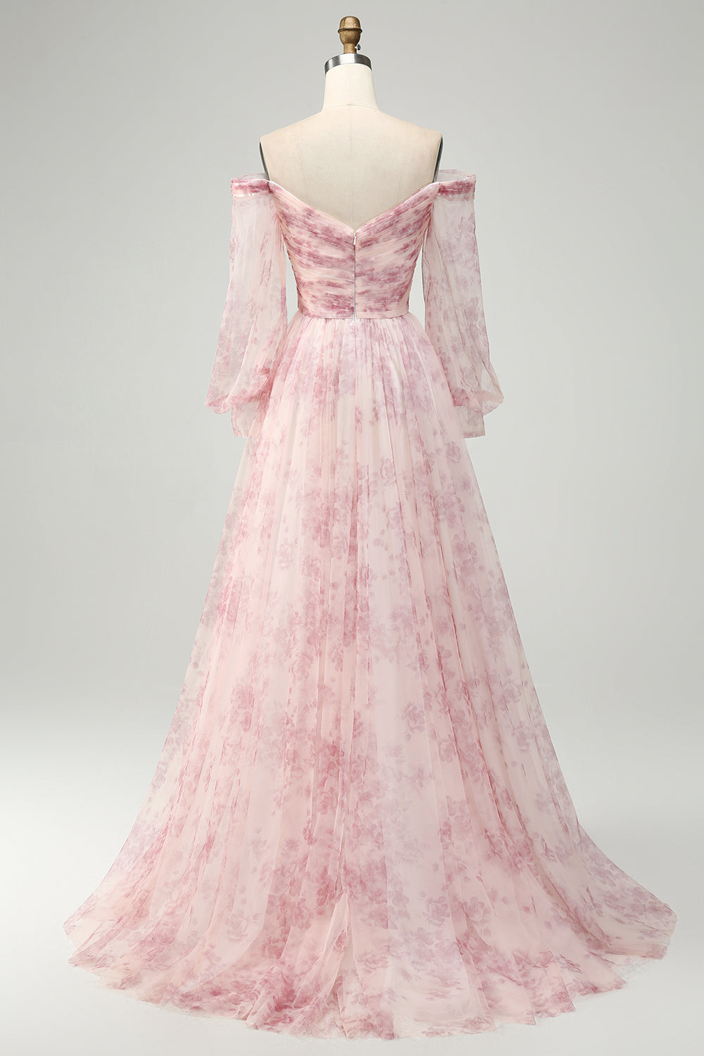 Blush Blume A-Linie Schulterfreies Ballkleid mit Schlitz