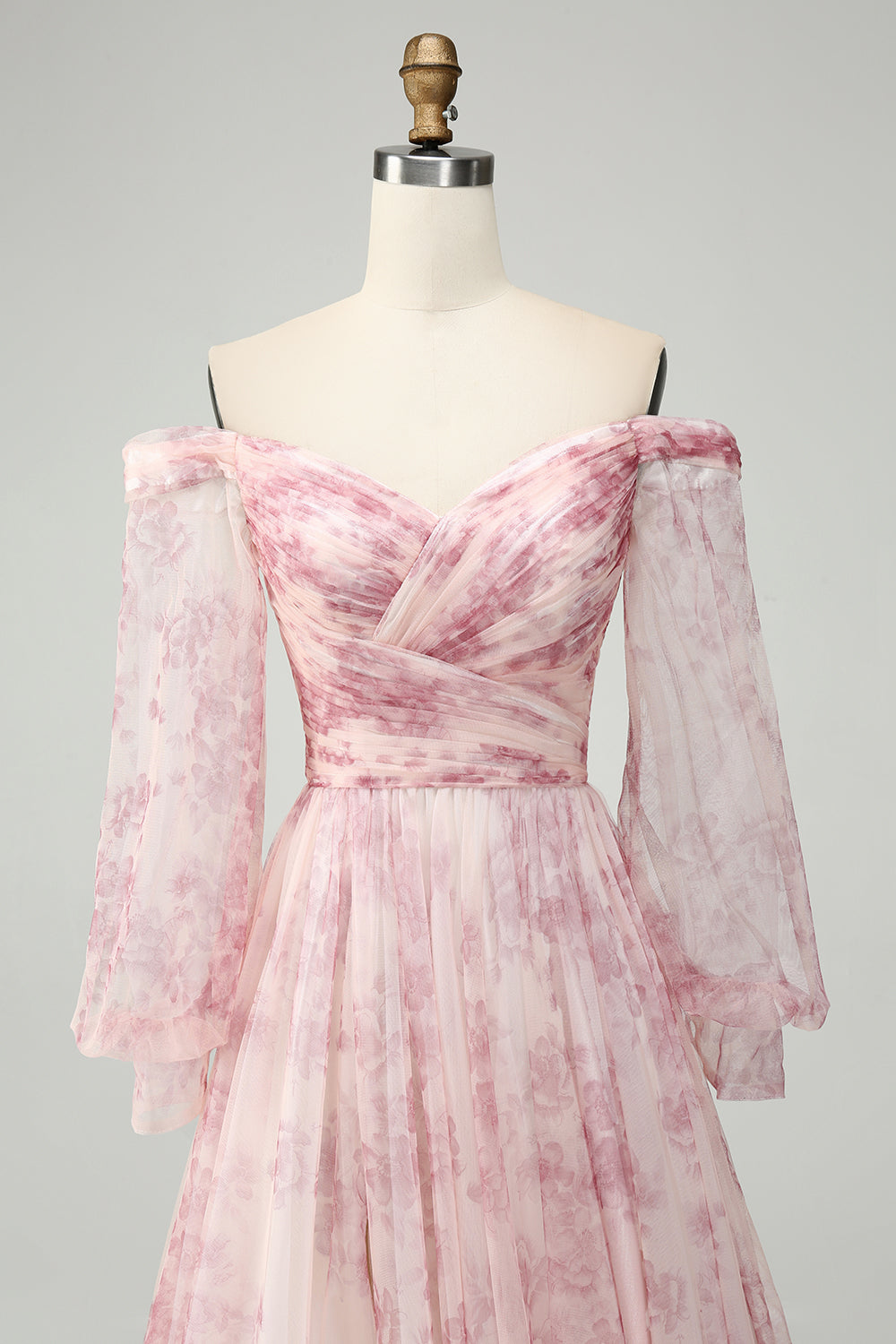 Blush Blume A-Linie Schulterfreies Ballkleid mit Schlitz