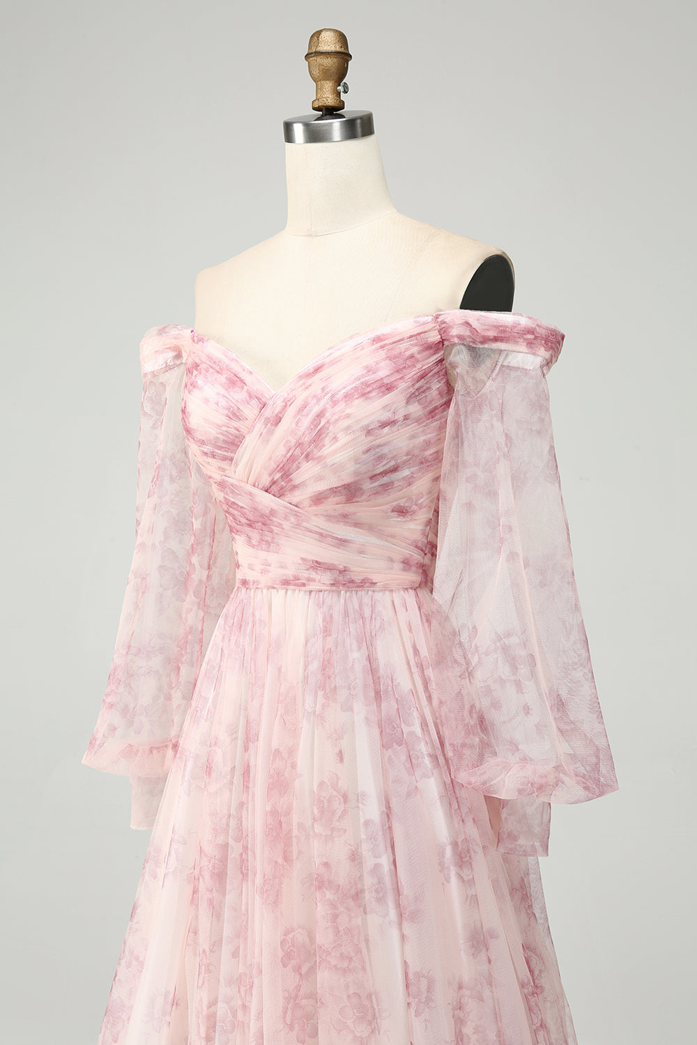 Blush Blume A-Linie Schulterfreies Ballkleid mit Schlitz